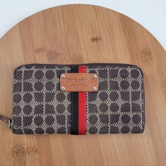 Kate Spade Full Flap Classic Wallet Chocolate Cards, 3 Slide Cash, Zip Center - Picture 1 of 12